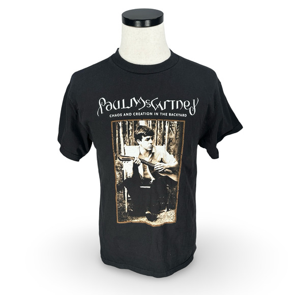 Vintage Paul McCartney 2005 Chaos Creation Backyard T-Shirt Men's Medium Black - Picture 1 of 9